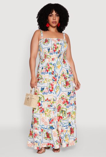 Plus Size Smocked Tiered Maxi Sundress