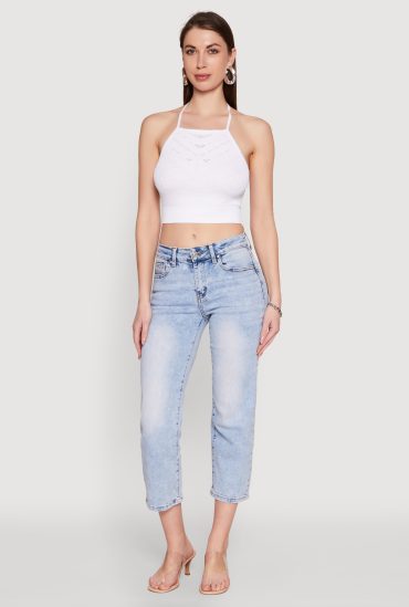 Seamless Laser Cut Cropped Halter Top