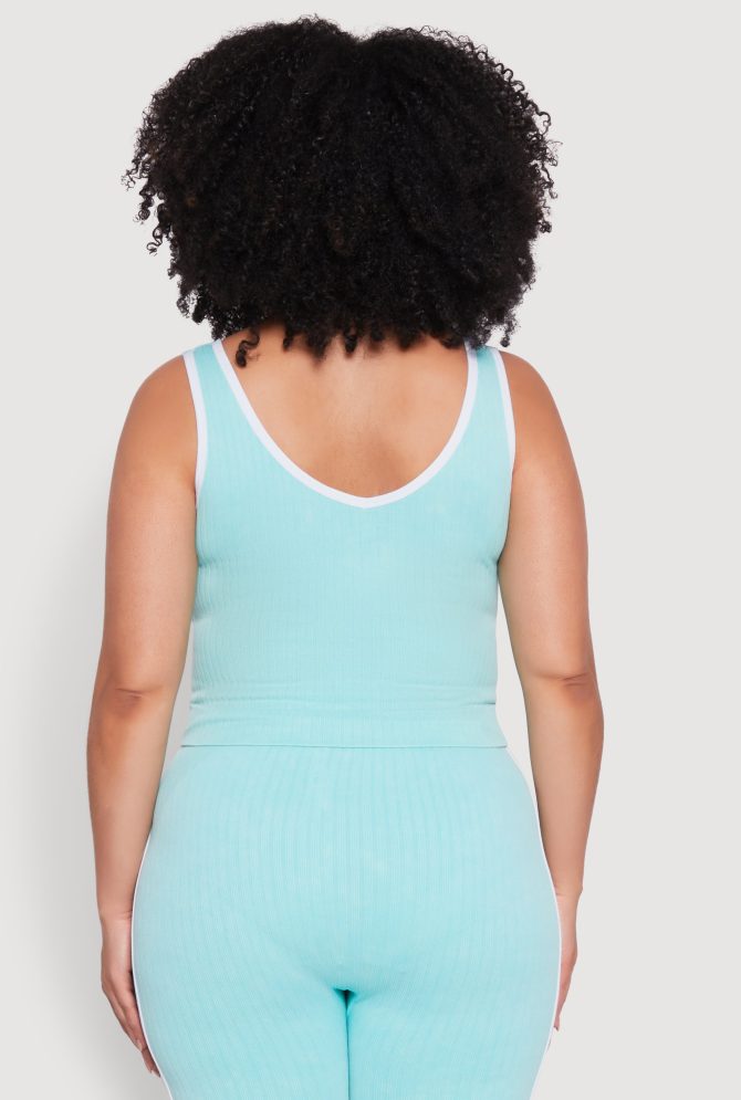 Plus Size Mineral Wash Contrast Trim Crop Top - Image 6