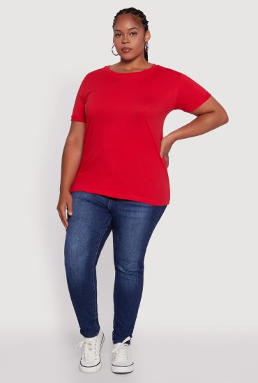 Plus Size Crew Neck Short Sleeve T-Shirt