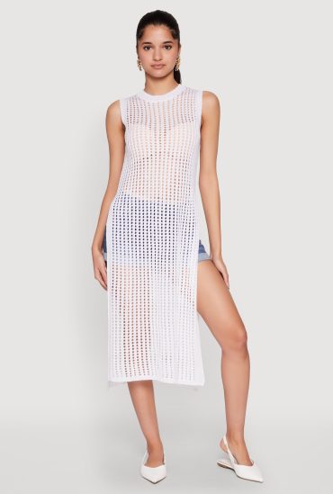 Sleeveless Pointelle Knit Maxi Top