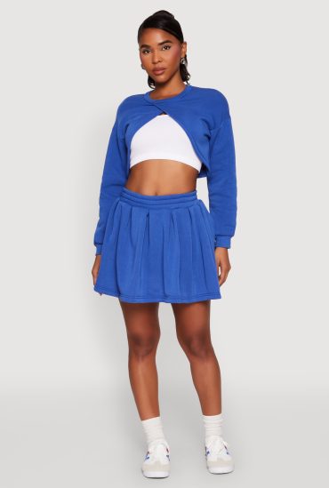 Smocked High Waisted Pleated Skort