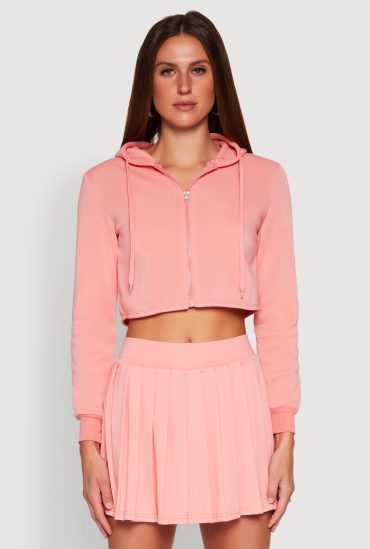 Zip Front Cropped Hoodie