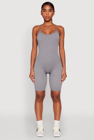 Rib Knit Scoop Neck Cami Romper