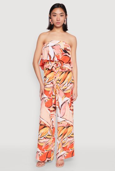 Printed Strapless Jumpsuit