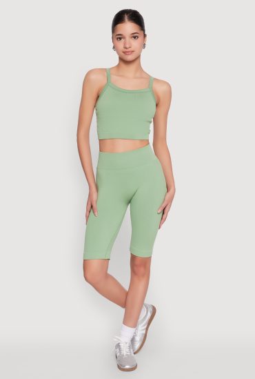 Ribbed Knit Seamless Bike Shorts