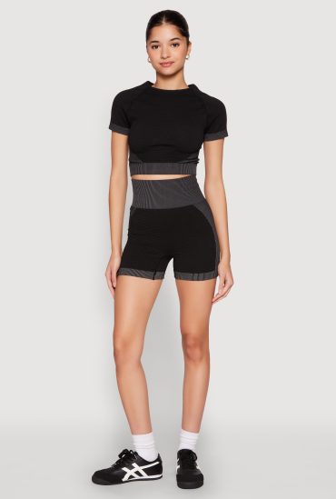 Striped Detail Seamless Biker Shorts