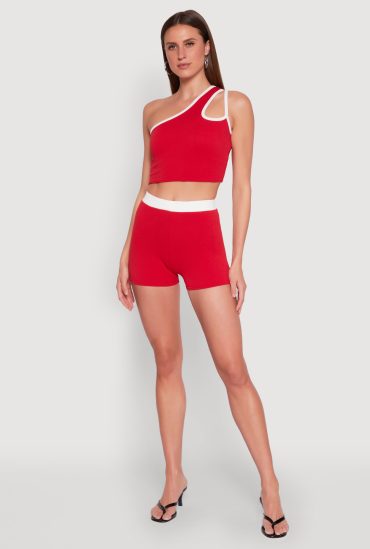 Contrast Waistband Biker Shorts