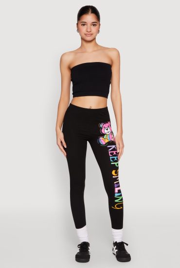 Keep Smiling Bear Graphic Leggings