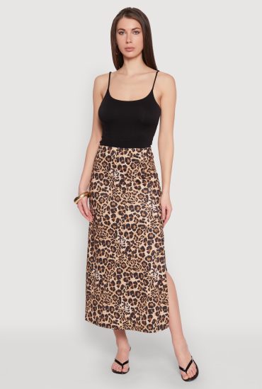 Jaguar Leopard Print High Waisted Skirt