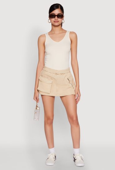 Spoon Jeans Mineral Wash Zip Detail Denim Skort