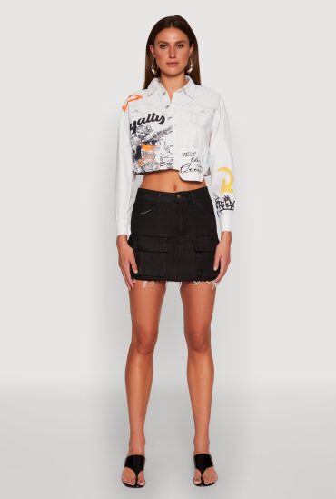 Royalty Graffiti Print Crop Top