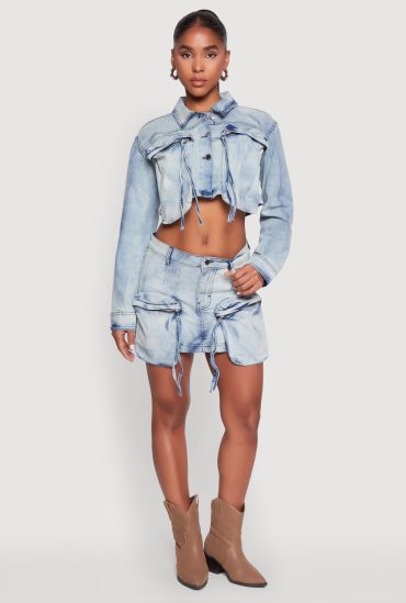 Spoon Jeans Cargo Pocket Mini Denim Skirt