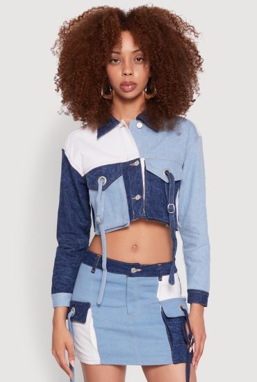 Color Blocked Denim Jacket