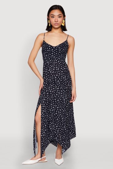 Floral Print Slit Hem Maxi Dress