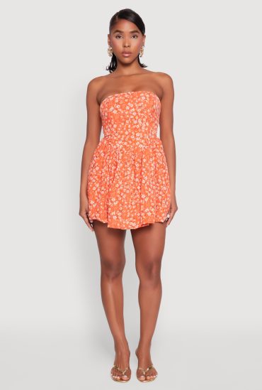 Floral Strapless Corset Skater Dress