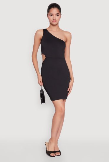 Keyhole Side One Shoulder Mini Dress