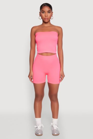 Compression Rib Seamless Tube Top and Shorts