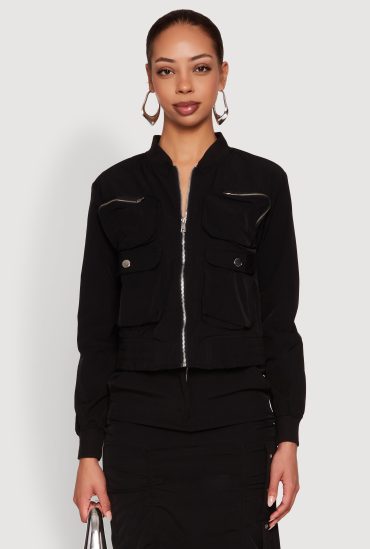 Cargo Pocket Windbreaker Bomber Jacket