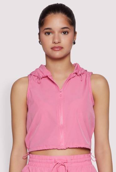 Hooded Drawstring Track Jacket
