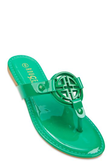 Geometric Pendant Thong Slide Sandals