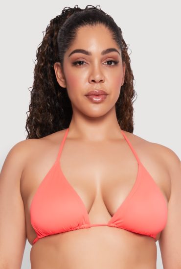 Plus Size Tie Back Halter Bikini Top