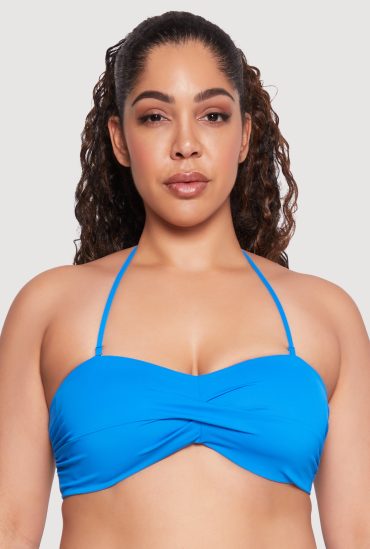 Plus Size Twist Front Swim Bandeau Bikini Top