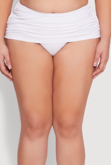Plus Size Side Drawstring Swim Skirt