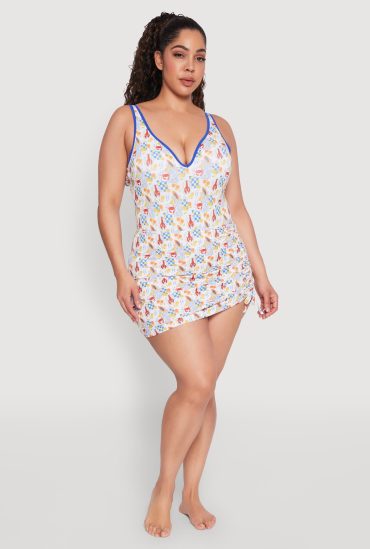 Plus Size Tropical Crab Papaya Print Sarong
