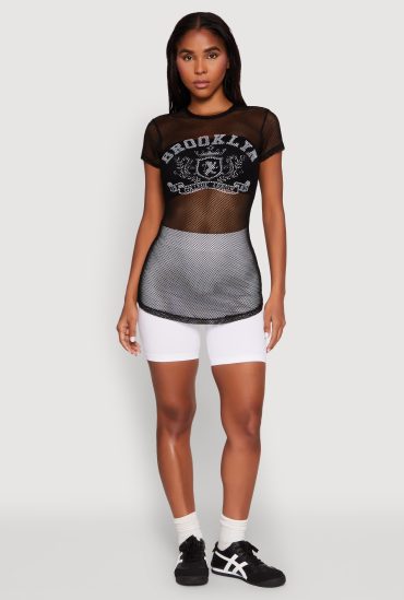 Brooklyn Graphic Fishnet Tunic Top