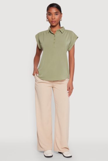 Ruched Cap Sleeve Blouse