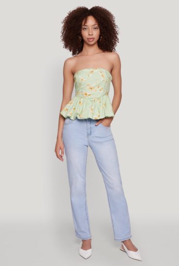 Bow Print Bubble Hem Blouse