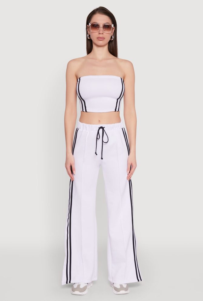 Trendy Strapless Varsity Stripe Tube Top - Image 3