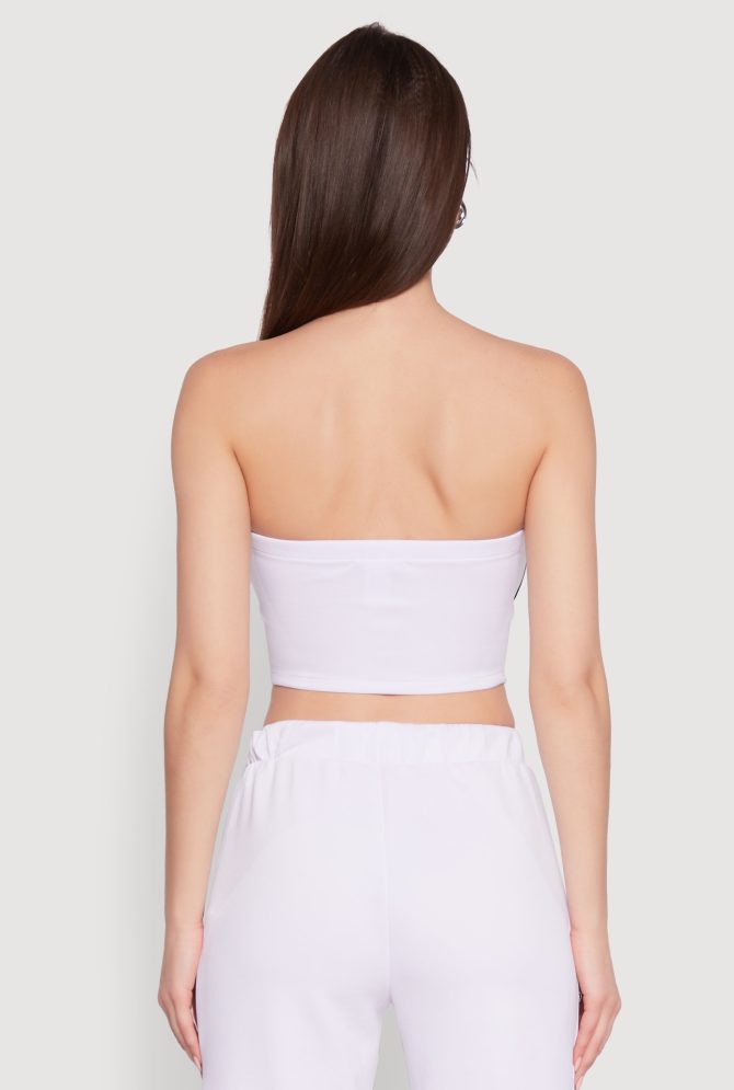 Trendy Strapless Varsity Stripe Tube Top - Image 6