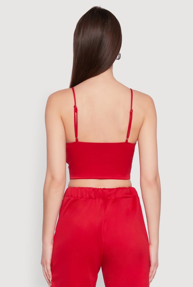Trendy Scuba V Neck Bralette with Contrast Trim - Image 6