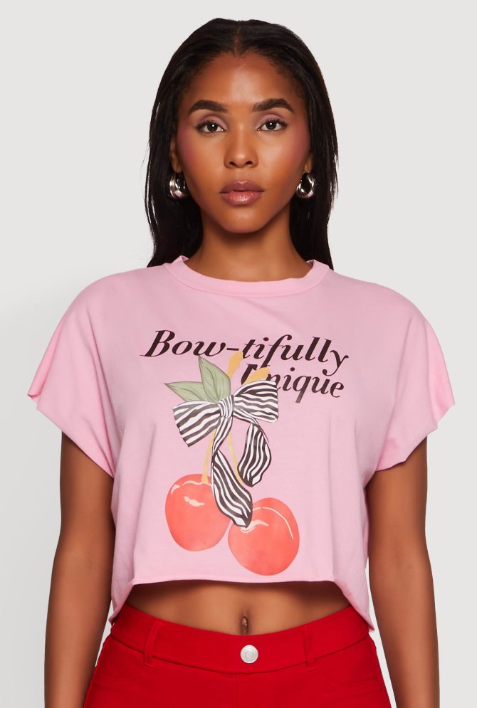 Bowtifully Unique Boxy Cropped Graphic Tee - Image 2
