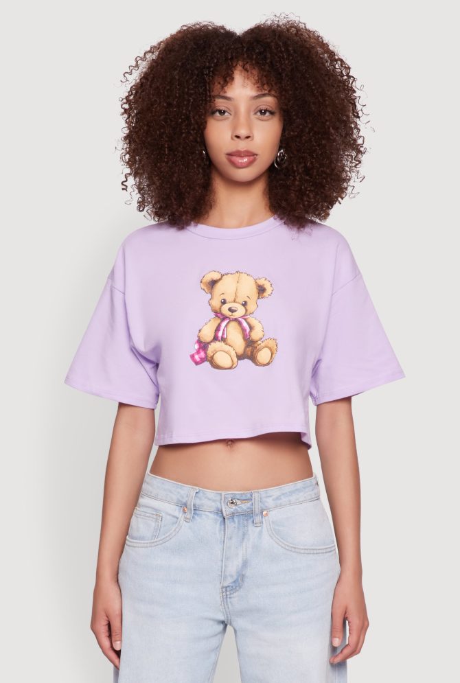 Bear Graphic Cropped Tee - Image 2