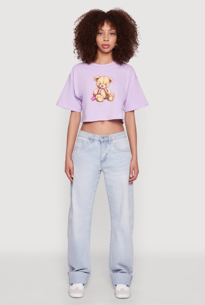 Bear Graphic Cropped Tee - Image 3