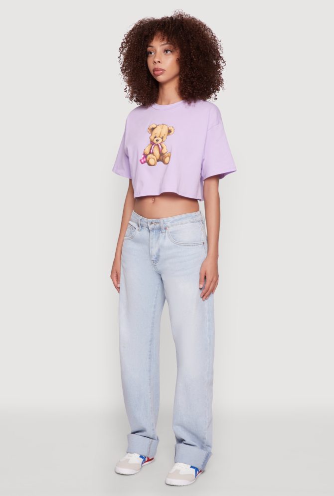 Bear Graphic Cropped Tee - Image 5