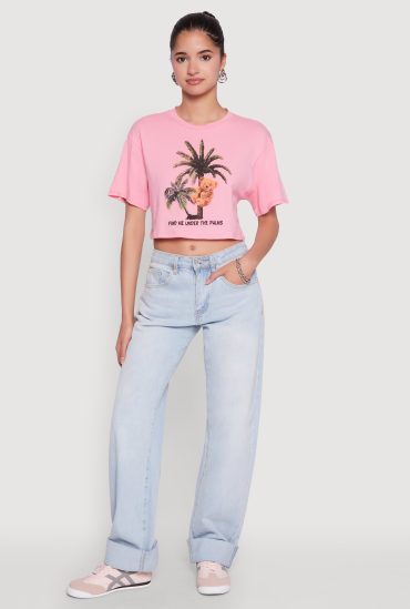 Find Me Under The Palms Graphic Cropped T Shirt