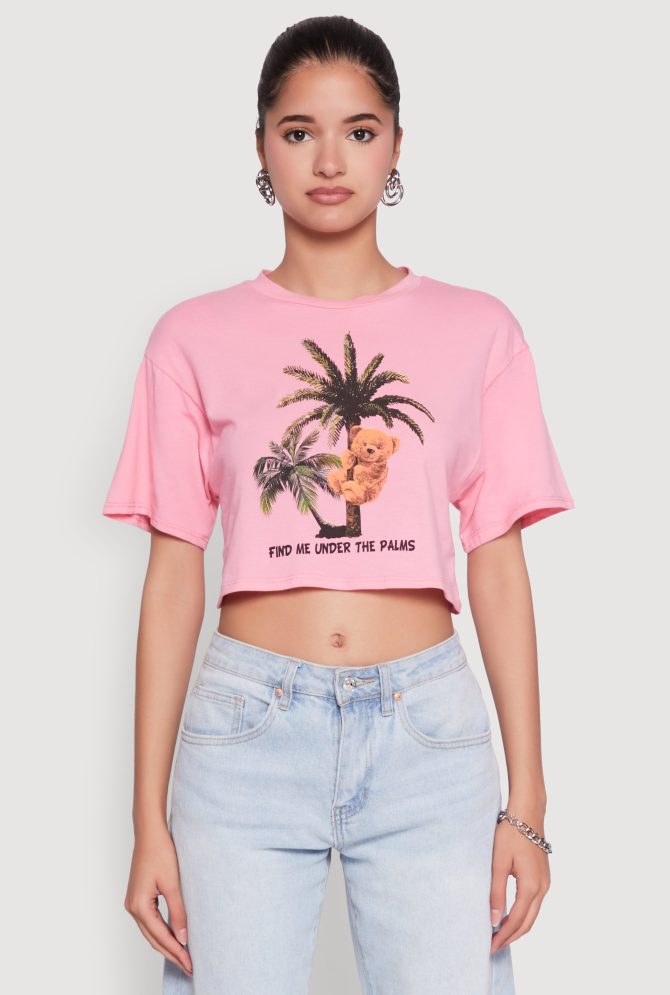 Find Me Under The Palms Graphic Cropped T Shirt - Image 2
