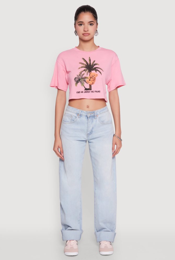 Find Me Under The Palms Graphic Cropped T Shirt - Image 3