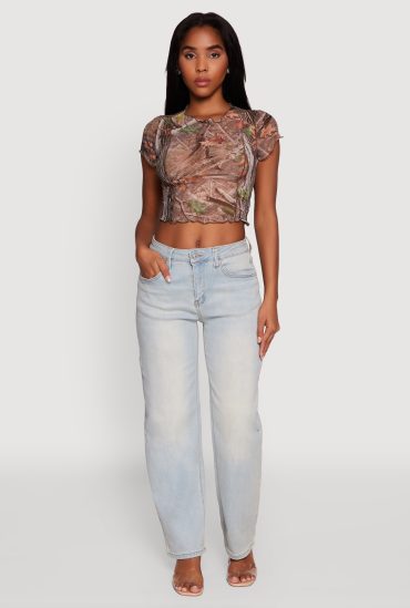 Mesh Hunter Camo Print Crop Top