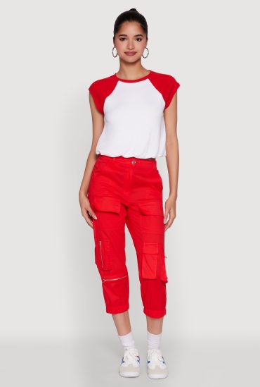 Madden Girl Raglan Sleeve Bubble Hem Crop Top
