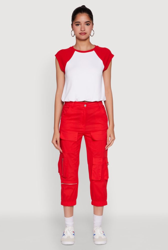 Madden Girl Raglan Sleeve Bubble Hem Crop Top - Image 3