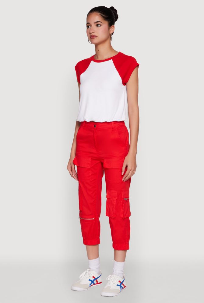 Madden Girl Raglan Sleeve Bubble Hem Crop Top - Image 5