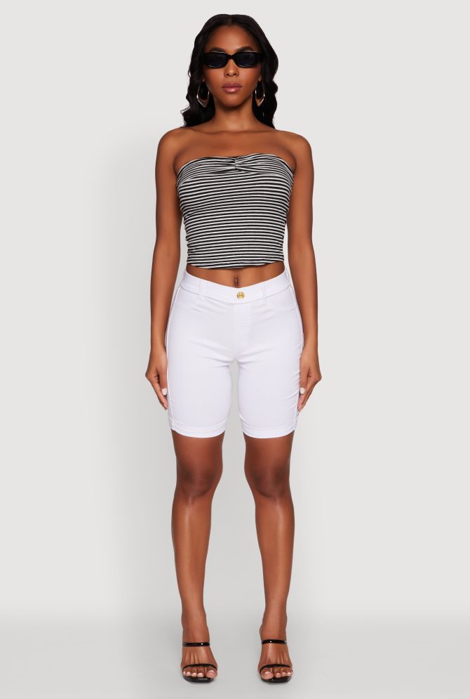 Madden Girl Striped Fold Over Cropped Tube Top - Image 3