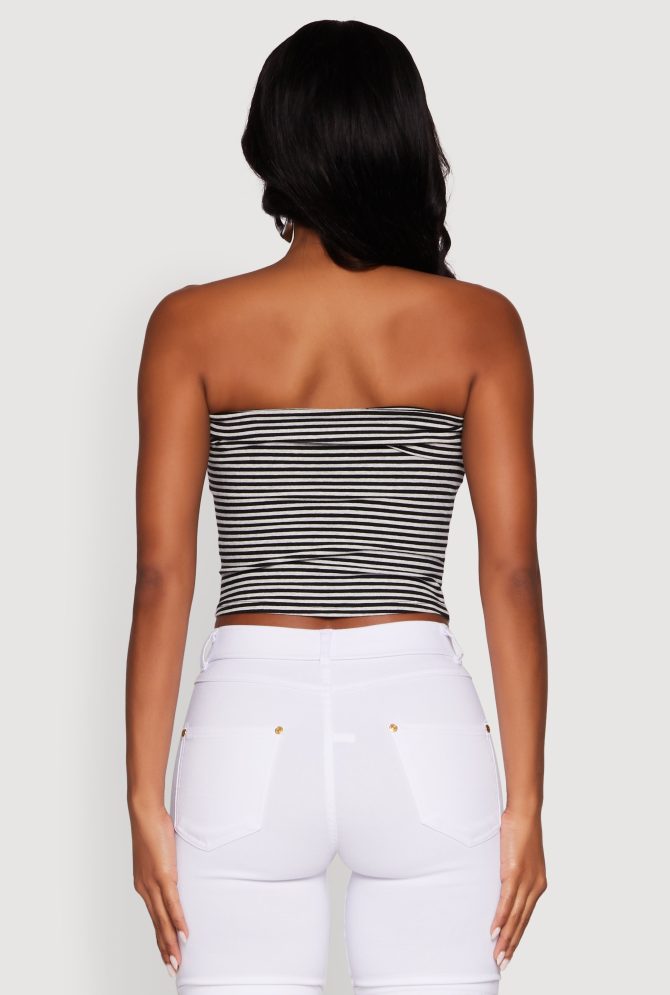 Madden Girl Striped Fold Over Cropped Tube Top - Image 6