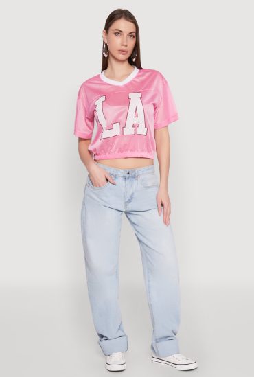Almost Famous Graphic Jersey Mesh Crop Top