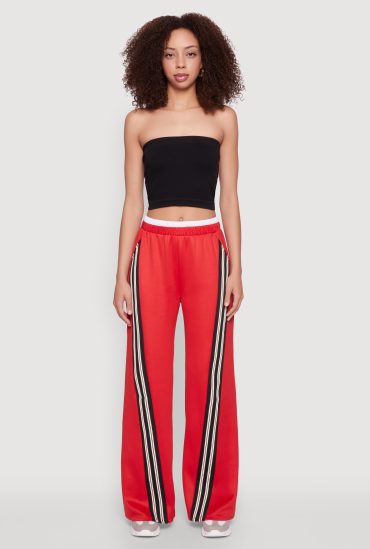 Stylish High Waisted Contrast Trim Scuba Active Pants